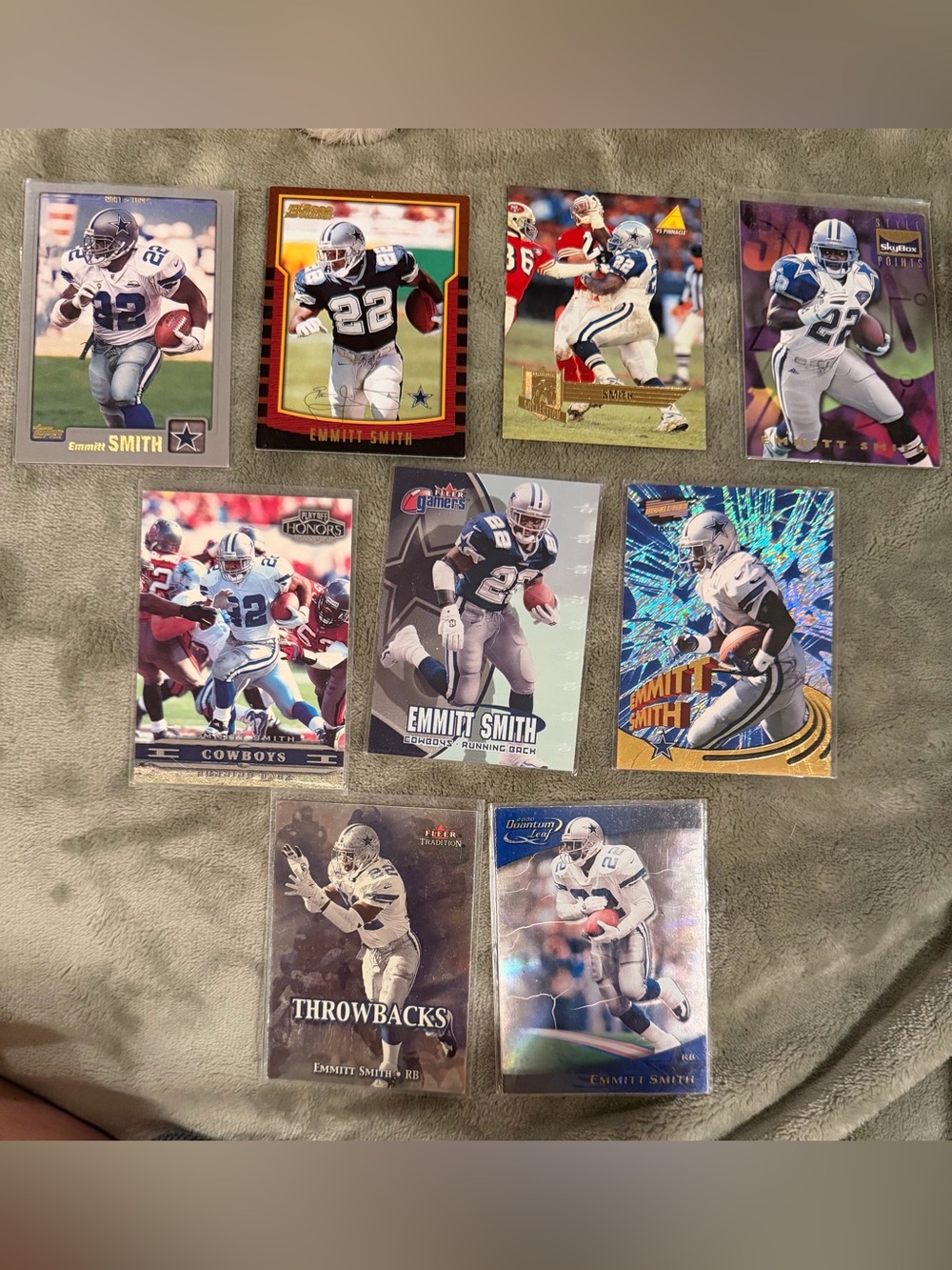 Emmitt Smith Dallas Cowboys Trading Card Collection - Lot of (9)